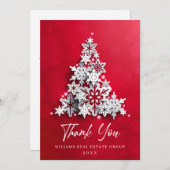 雪の結晶 クリスマスツリー 法人 ホリデー サンキューカード (正面/裏面)