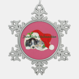雪の結晶 クリスマス オーナメント 子犬と子猫