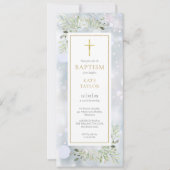 雪の結晶 グリーン 冬の洗礼 キリスト教徒の名付け ご案内 招待状 (正面)