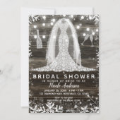 雪の結晶 ダイヤモンド ウェディングドレス ブライダルシャワー 招待状 (正面)