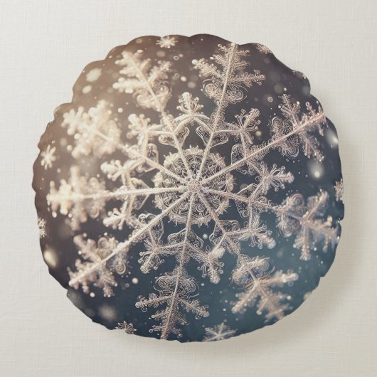 雪の結晶 / ハート ラウンドクッション (正面)