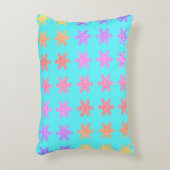 雪の結晶 パターン キラキラ ゴールド ターコイズ ブルー アクセントクッション (正面(垂直))