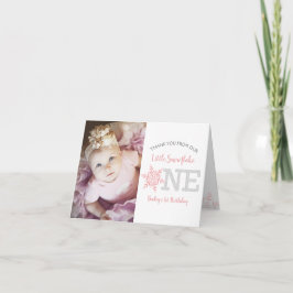 雪の結晶 ピンク グリッター 1歳 女の子 ありがとう サンキューカード