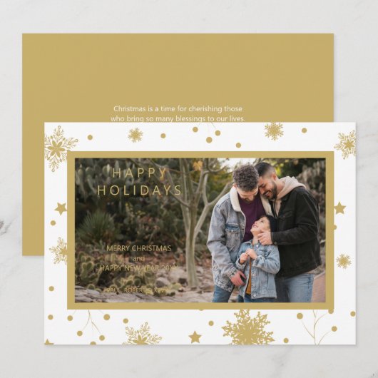 雪の結晶 フォト クリスマス シック シンプル カリグラフィー (正面/裏面)