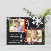 雪の結晶 ブラックアウト - 写真 ホリデー カード (スタンド正面)