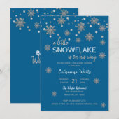 雪の結晶 ブルー シルバー グレー ベイビーシャワー | 男の子 招待状 (正面/裏面)
