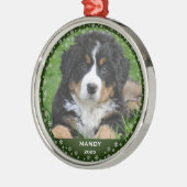 雪の結晶 ペットの名前 フォト クリスマス メタルオーナメント (左)