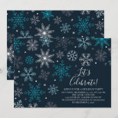 雪の結晶 ホリデーパーティーのご招待 招待状 (正面/裏面)