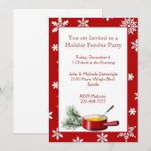 雪の結晶 ホリデー フォンデュ パーティー 招待状 (正面/裏面)