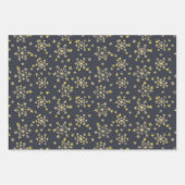 雪の結晶 – ミッドナイトブルー，ホワイト，シルバーグレー ラッピングペーパーシート (正面)