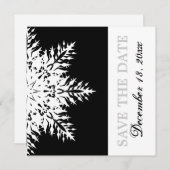雪の結晶 モノクロ 冬のウェディング 保存日付 招待状 (正面/裏面)