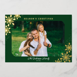 雪の結晶 ラウンドコーナー 写真 クリスマス ゴールド 箔シーズンカード