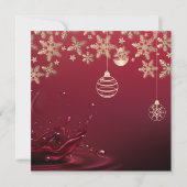 雪の結晶、ワイングラス、クリスマスのオーナメント ビジネス向けクリスマスグッズ 招待状 (裏面)