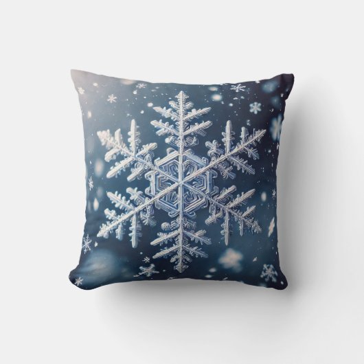 雪の結晶/冬の夜 クッション (正面)