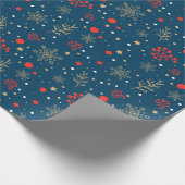 雪の結晶、星、花のような植物の模様 ラッピングペーパー (角)