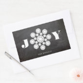 雪の結晶 花のドット 喜び 黒板 おしゃれなホリデー 長方形シール (封筒)