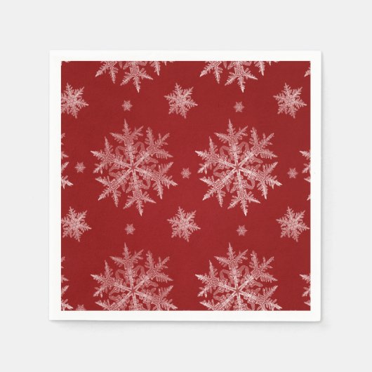 雪の結晶 赤い クリスマスの休日 スタンダードカクテルナプキン (正面)