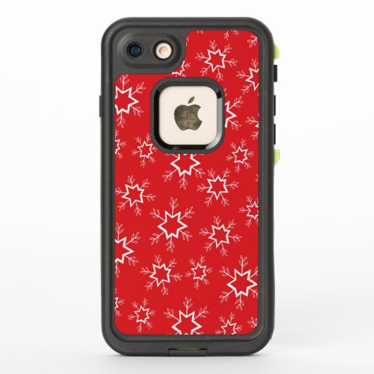 雪の結晶、赤と白の雪の結晶、雪 LifeProof iPhoneケース (裏面)