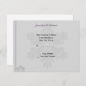 雪の結晶（銀）茄子色のアクセント 出欠カード (正面/裏面)