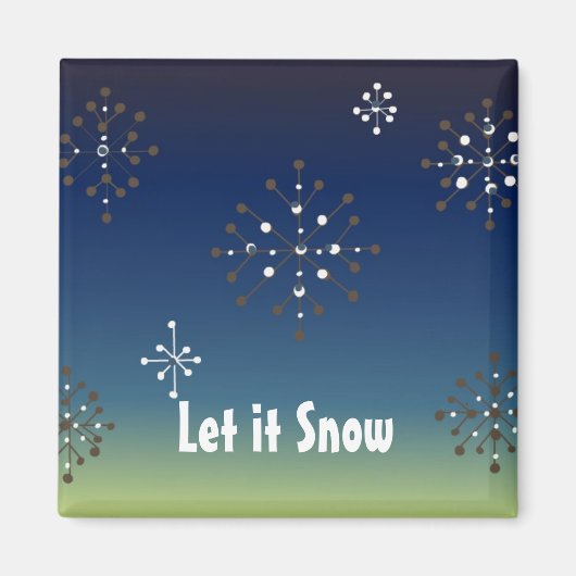 雪の結晶 - 雪が降っています マグネット (正面)