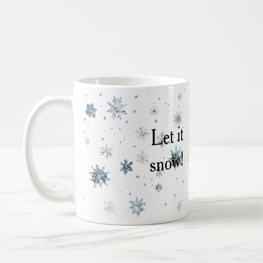 雪の結晶 雪を許して ウサギのクリスマス帽 コーヒーマグカップ (左)