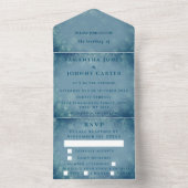 雪の結晶 雪 青 冬のワンダーランド ウェディング オール オールインワン招待状 (内側)