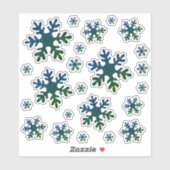 雪の結晶 青 緑 雪の冬 クリスマス シール (シート)