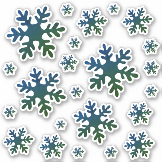 雪の結晶 青 緑 雪の冬 クリスマス シール (正面)