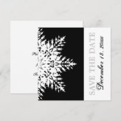 雪の結晶 黒 白 冬の結婚式 Save the Date 招待状 (正面/裏面)
