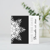 雪の結晶 黒 白 冬の結婚式 Save the Date 招待状 (スタンド正面)