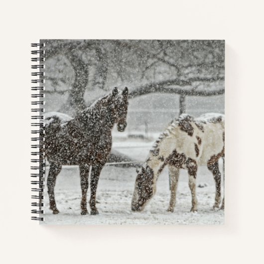 雪の絵を描中の湾と馬 ノートブック (正面)