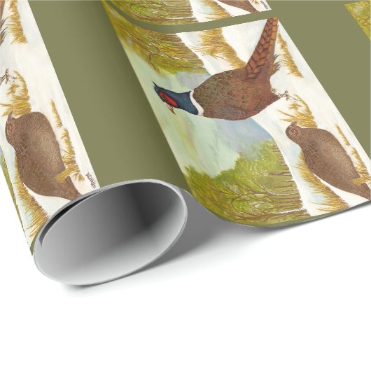 雪の絵画のギフト用包装紙のキジ ラッピングペーパー (ロールコーナー)