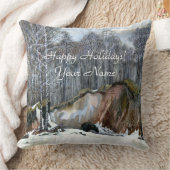 雪の絵画谷水色 クッション (ブランケット)