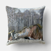 雪の絵画谷水色 クッション (裏面)