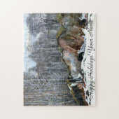 雪の絵画谷水色 ジグソーパズル (縦)