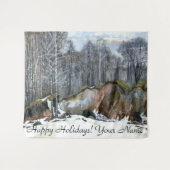 雪の絵画谷水色 タペストリー (正面(横))