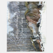 雪の絵画谷水色 フリースブランケット (正面)