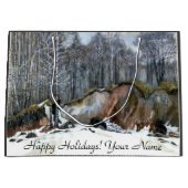 雪の絵画谷水色 ラージペーパーバッグ (正面)