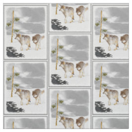 雪の絵画-元の野性生物の芸術のオオカミ ファブリック