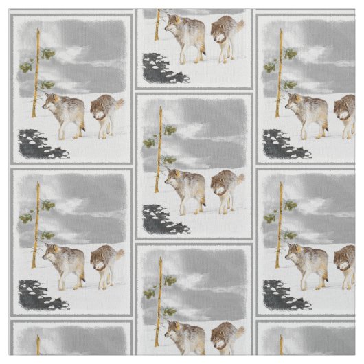 雪の絵画-元の野性生物の芸術のオオカミ ファブリック (見本)