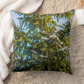 雪の緑のクリスマスツリー クッション (ブランケット)