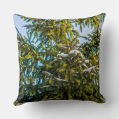 雪の緑のクリスマスツリー クッション (裏面)