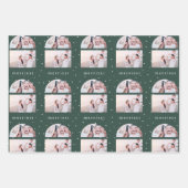 雪の緑のクリスマメリースト写真 ラッピングペーパーシート (正面)