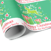 雪の緑のホリデーラップのクリスマストナカイ ラッピングペーパー (ロールコーナー)