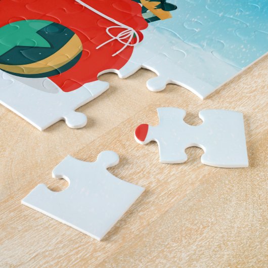 雪の縁ど中でクリスマスの贈り物と一緒に暮らす ジグソーパズル (側面)