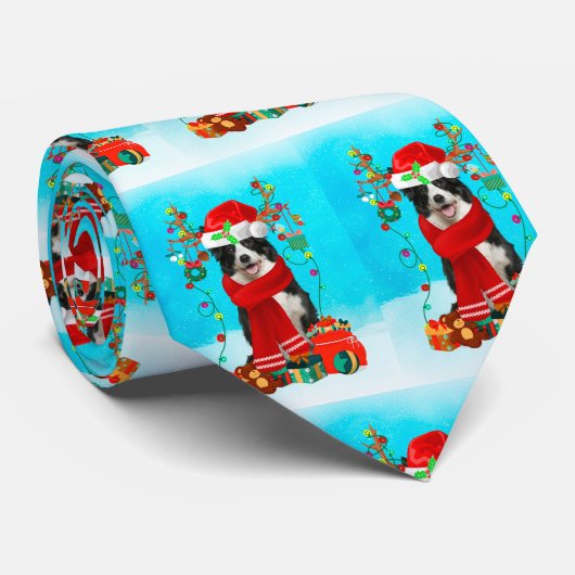 雪の縁ど中でクリスマスの贈り物と一緒に暮らす ネクタイ (ロール)