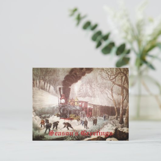 雪の縛られた列車のクリスマスの郵便はがき シーズンポストカード (スタンド正面)