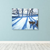 雪の羊ダービシャー キャンバスプリント (インサイチュ (ウッドフロア))