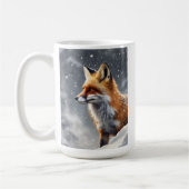 雪の美しいキツネ コーヒーマグカップ (左)