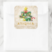 雪の美しいクリスマスシきらめくステッカー スクエアシール (バッグ)